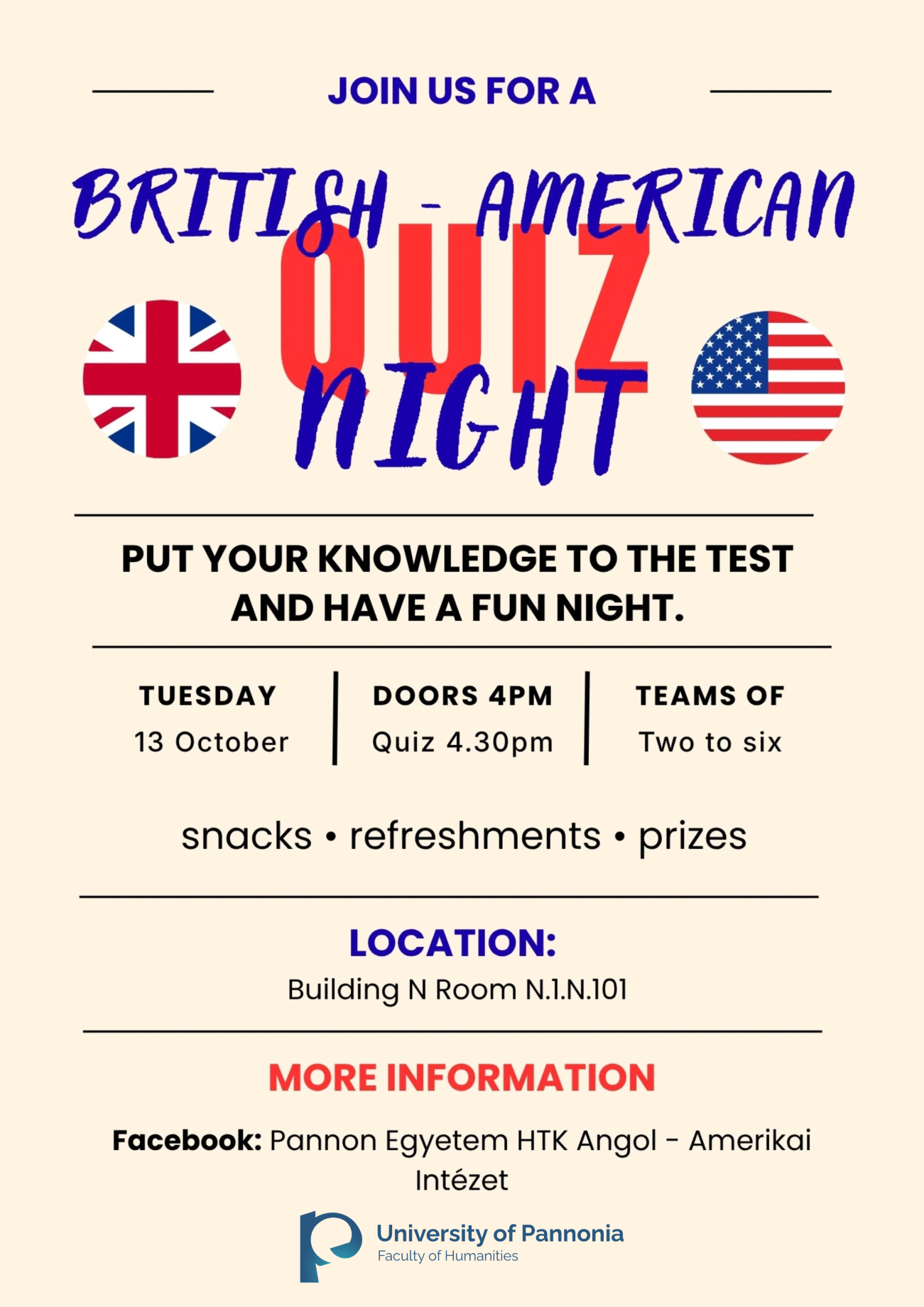 British American Quiz Night Flyer with logo